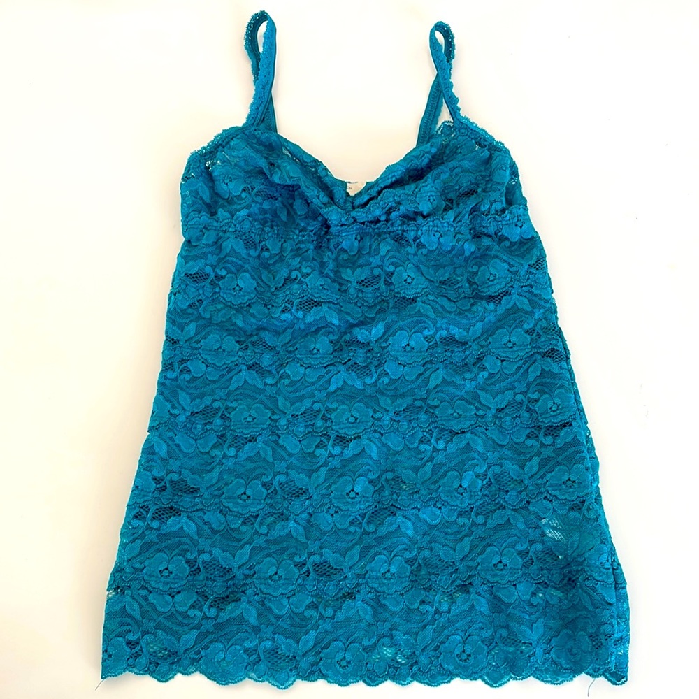 (2/$20) Pins & Needles turquoise Lace Tank - S